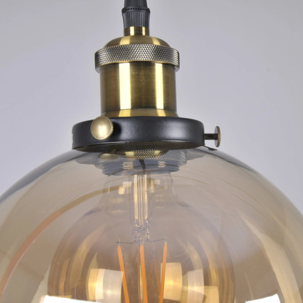 Lampada a sospensione IRWIN vetro ambra E27 Ø20cm Polux