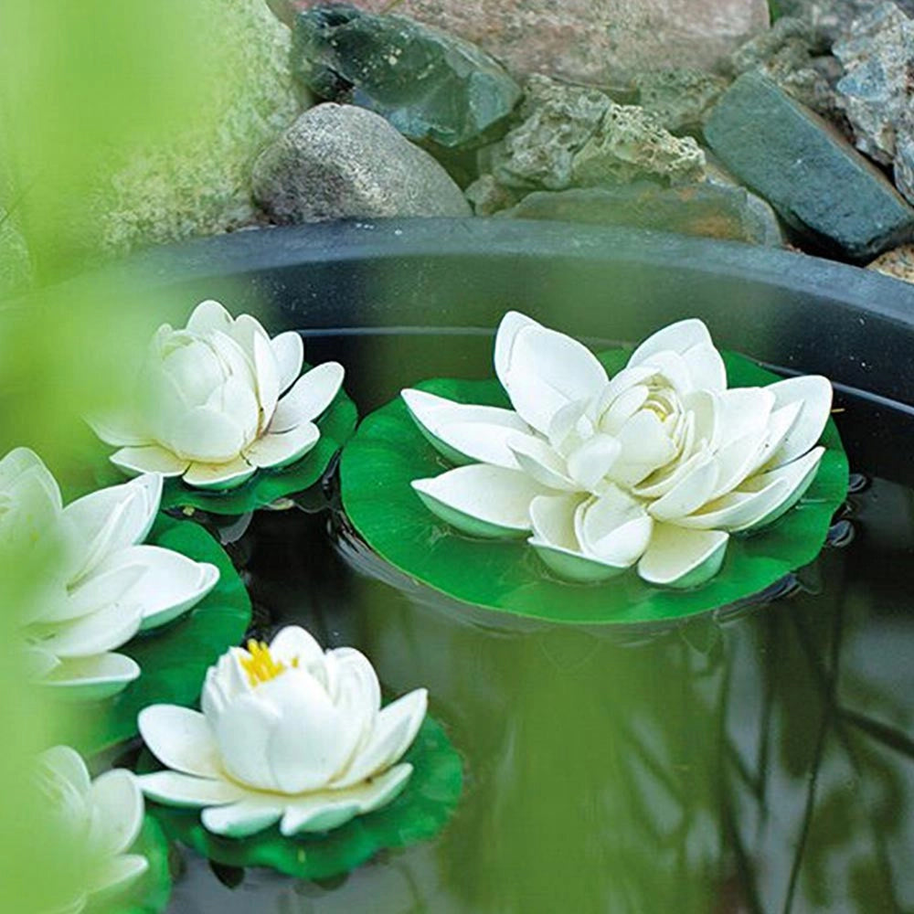 Velda Floating Lotus Foam White Ø10cm - decorazione sintetica galleggiante per laghetti