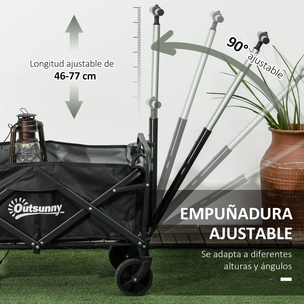 Carrello da Giardino Pieghevole ¨C Minimal ¨C Nero 77x50x63-93 cm