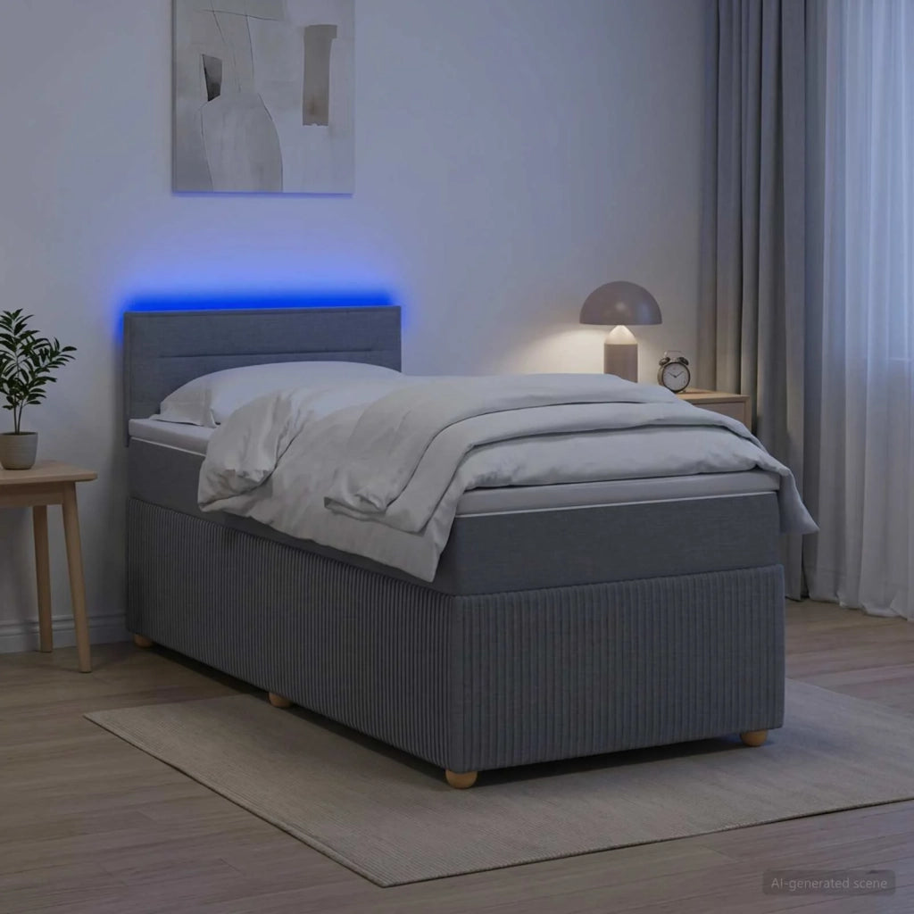 Letto box spring con materasso Grigio Chiaro 80 x 200 cm 3452792