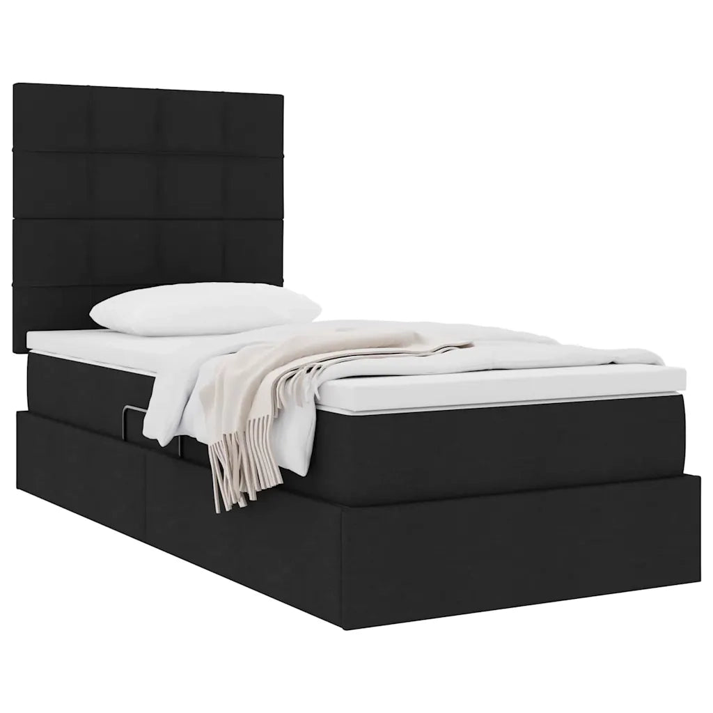Letto con contenitore e materasso Nero 100 x 200 cm Poliestere