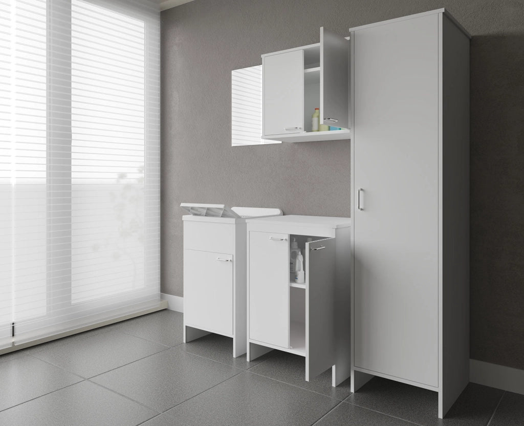 Mobile Lavanderia da Esterno 60x49x84 cm in PVC Bianco
