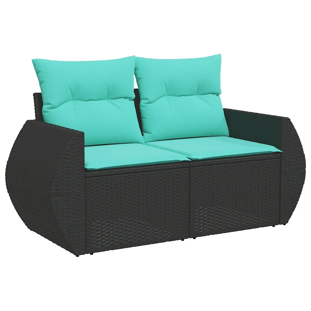 Set Divani da Giardino con Cuscini 7pz Nero Polyrattan 3327228