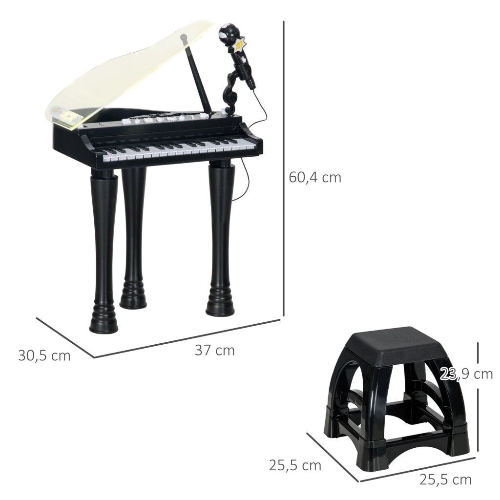 Piano per Bambini 32 Tasti con Microfono e Luci ¨C Minimal ¨C 37x30,5x60,4 cm Nero