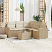 Set Divano da Giardino 6 pz con Cuscini Beige in Polyrattan 3218948