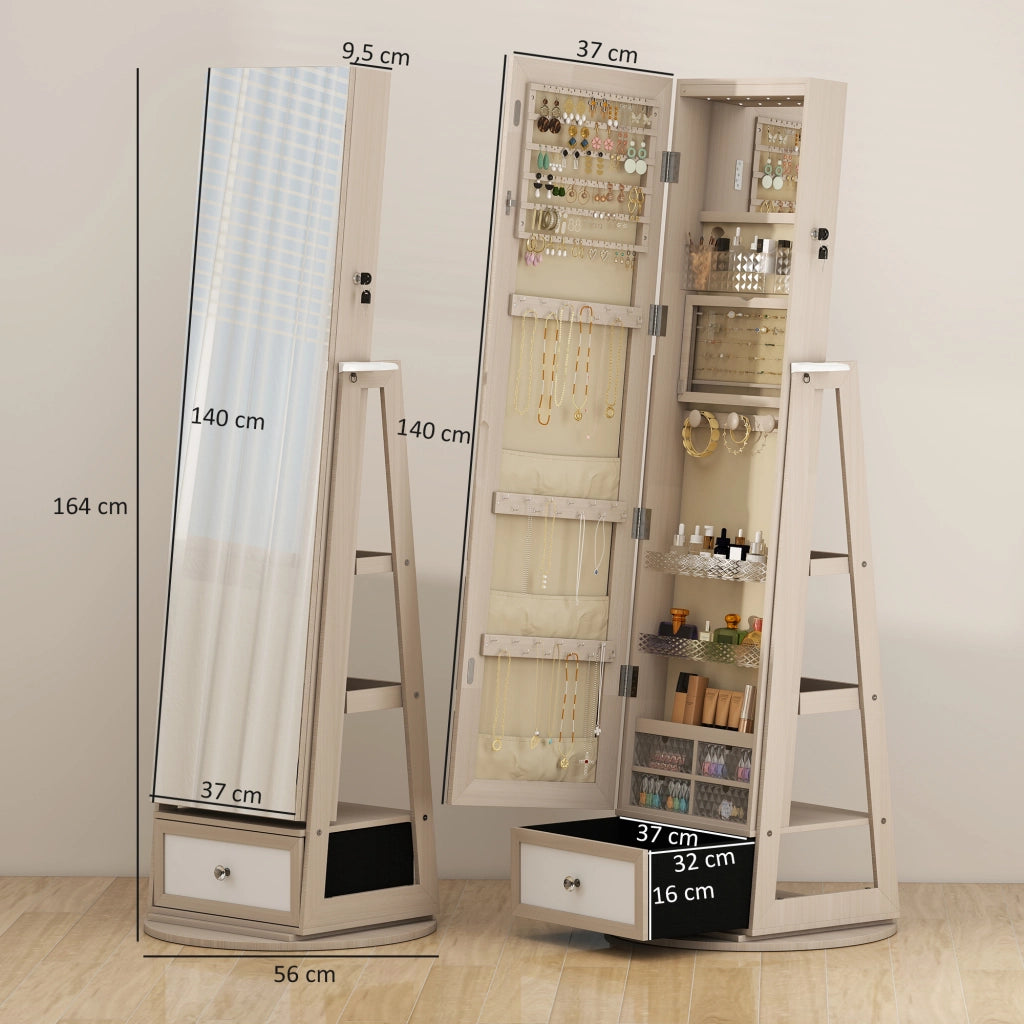 Armadio Gioielli con Specchio LED e Ante Scorrevoli ¨C Zephmum ¨C 80x40x180cm