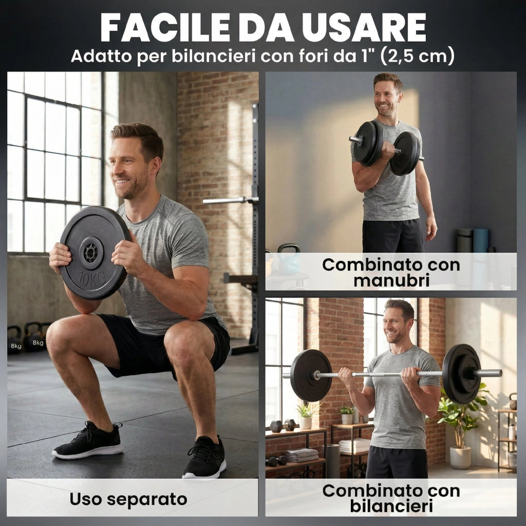 Set Dischi Piani per Bilanciere ¨C Minimal ¨C 4 Pezzi, Nero