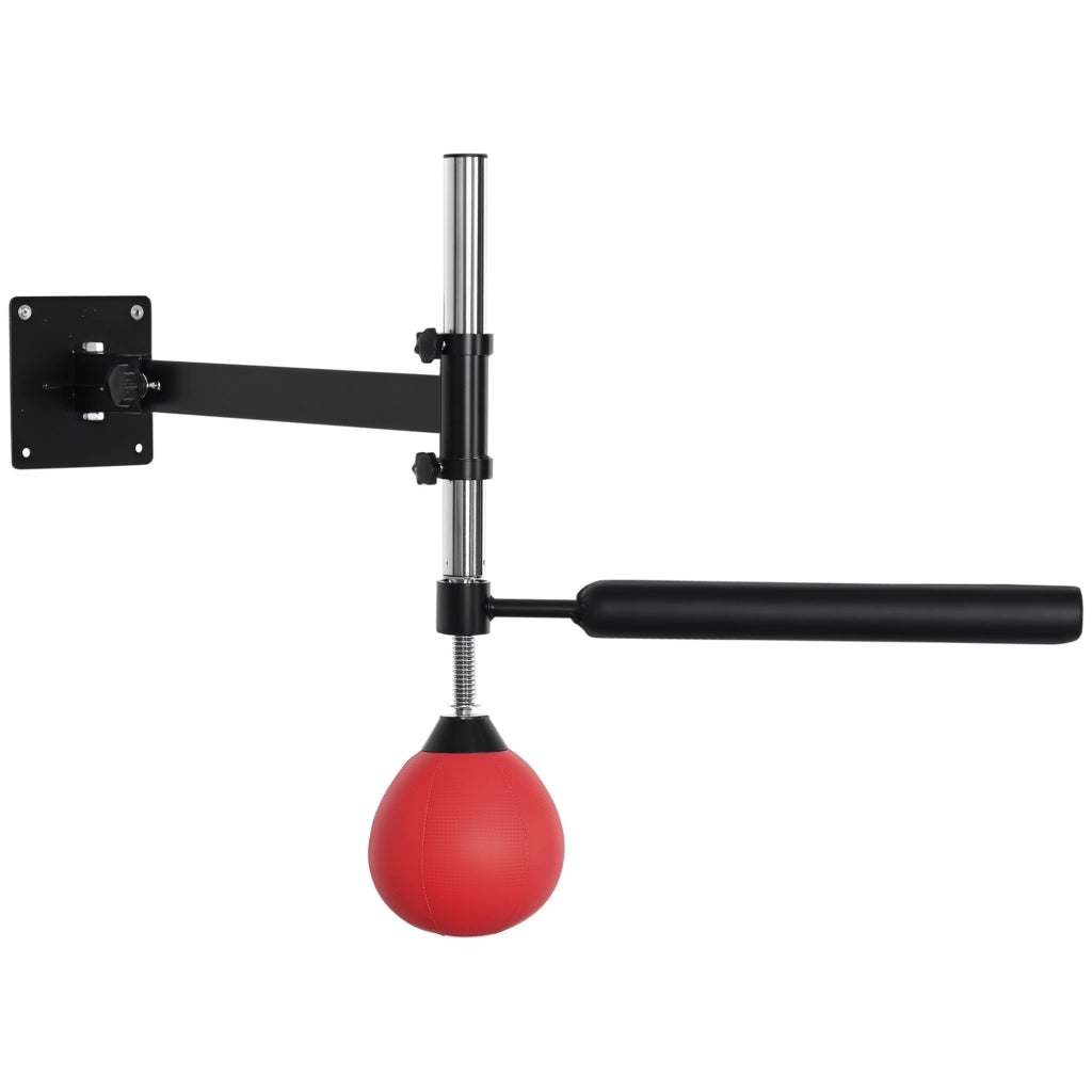 Supporto per Boxe con Palla Velocit¨¤ e Asta Riflesso ¨C Xylo ¨C Montaggio a Parete, Altezza Regolabile, Nero/Rosso