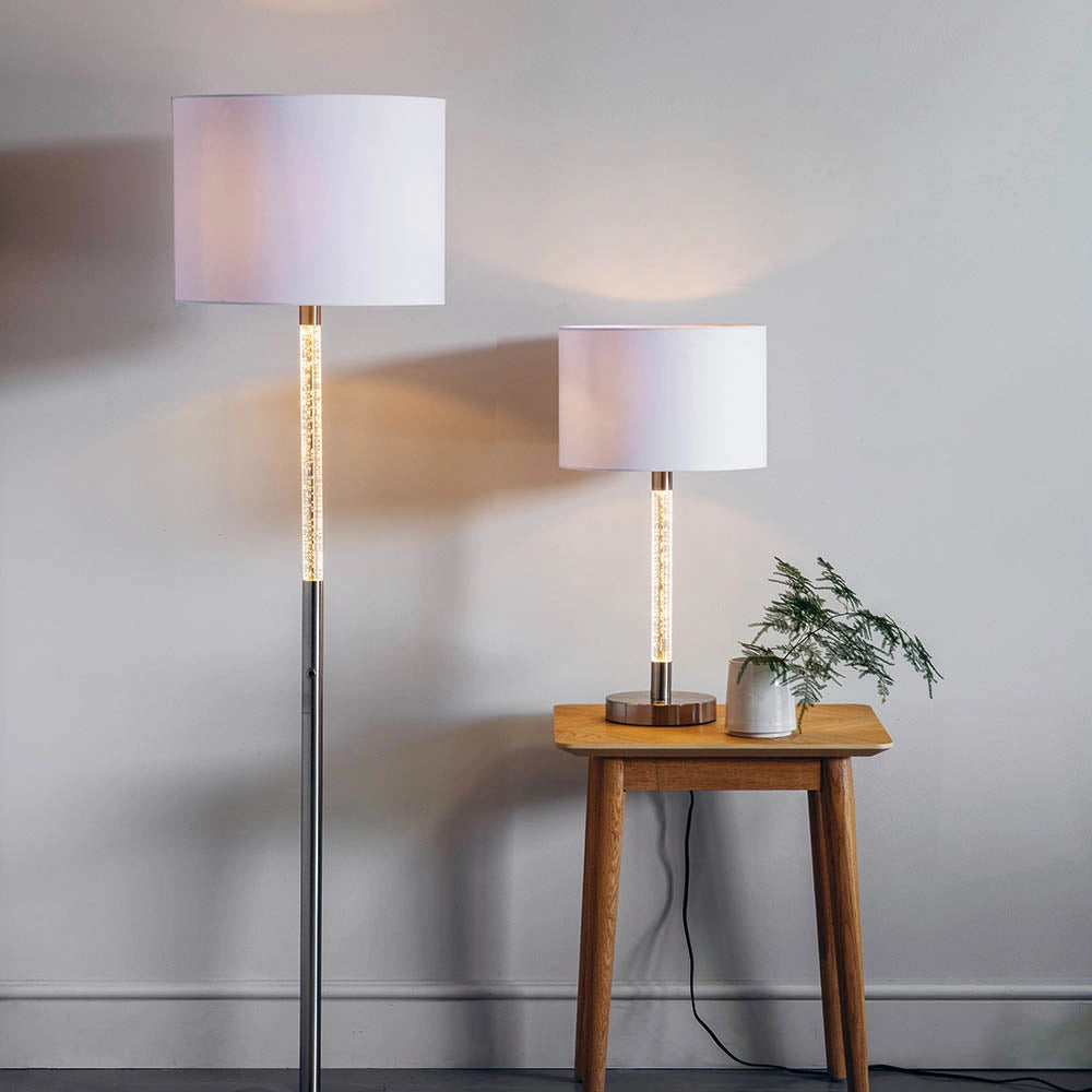 Lampada da terra Andromeda cromo satinato bolle LED E27