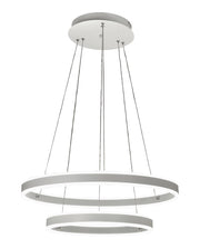 Lampada a Sospensione LED Palau 108W 3000K Dimmerabile Ø60 e Ø40 cm Argento - Due anelli in Metallo e Metacrilato