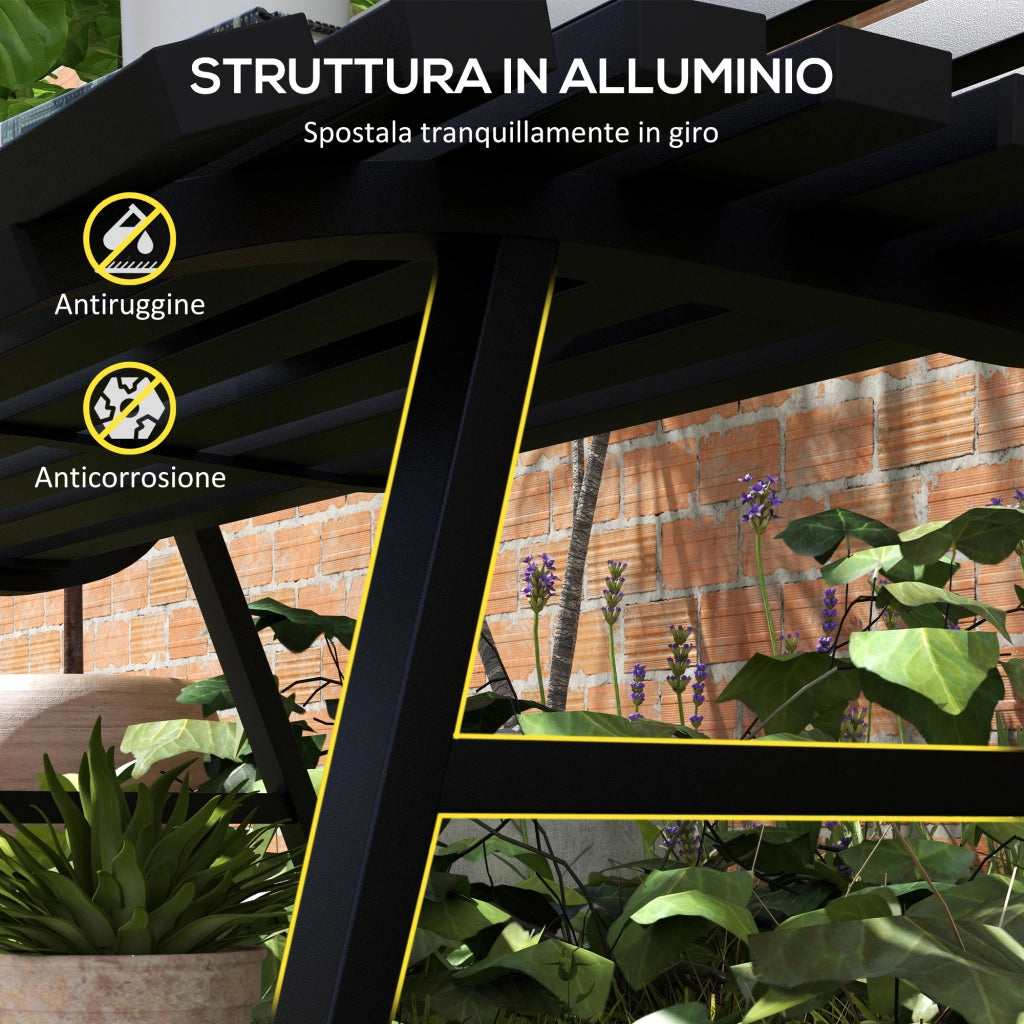 Panchina da giardino 2 posti ¨C Xylo ¨C Alluminio nero a doghe 123x67x79cm