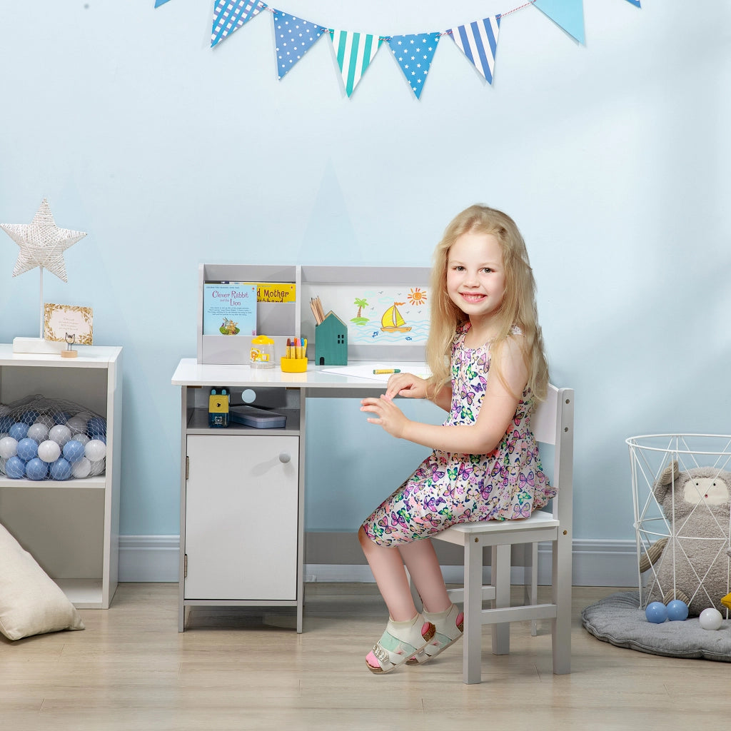 Set Tavolo e Sedia per Bambini ¨C Xylo ¨C Legno Bianco e Grigio