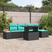 Set Divano da Giardino 6 pz Nero e Blu polyrattan 3349172