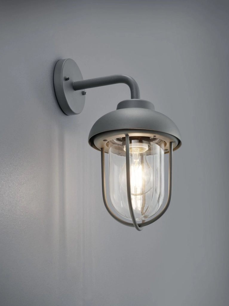 DUERO APPLIQUE DA ESTERNO DOWN FUSIONE DI ALLUMINIO VERNICIATA ANTRACITE CON DIFFUSORE VETRO TRASPARENTE IP44 H.33CM 1 LUCE ATTACCO E27