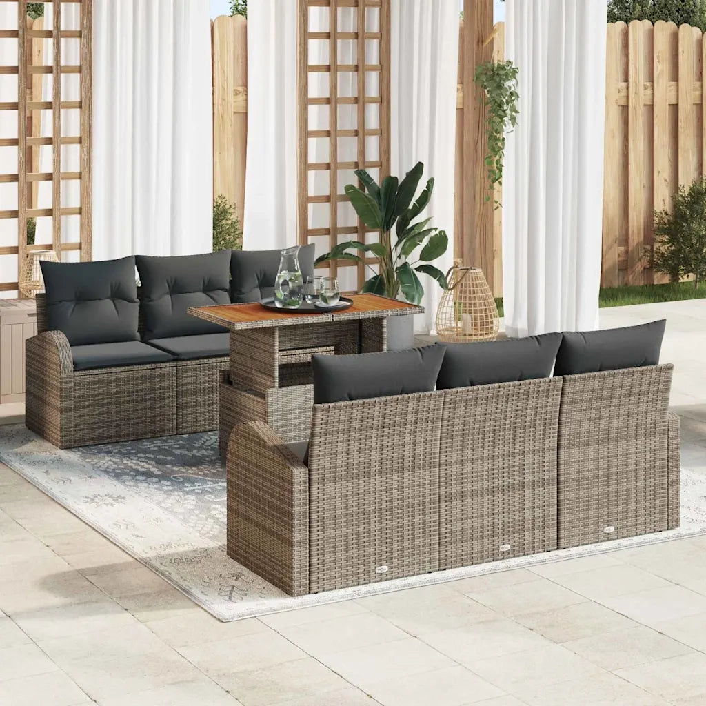 Set Divano da Giardino con cuscino 7 pcs Grigio 3349530