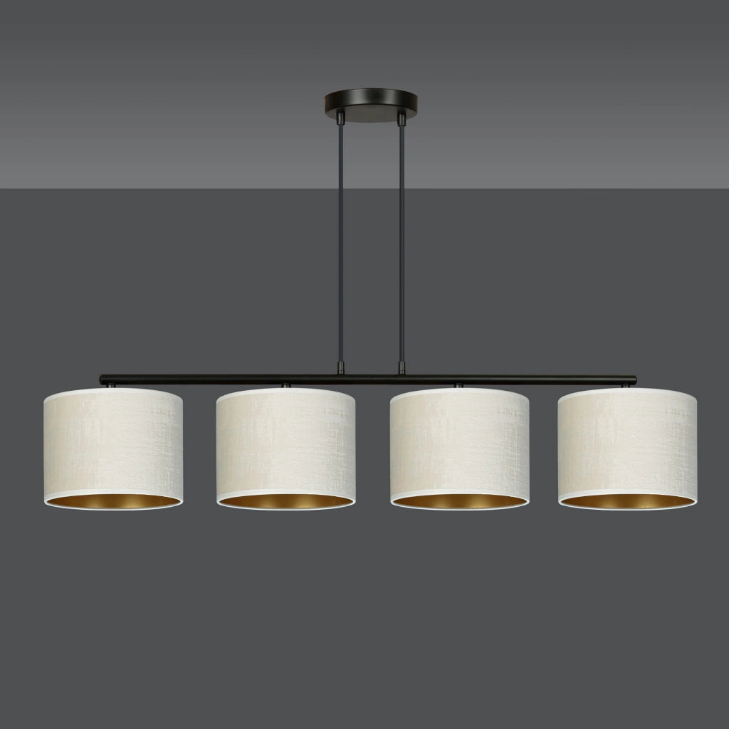 Lampadario Emibig Hilde 4 luci E27 nero crema oro