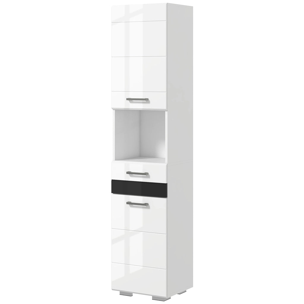 Colonna Bagno con Cassetto e Ripiani ¨C Xylo ¨C MDF Bianco 37x32.5x170 cm