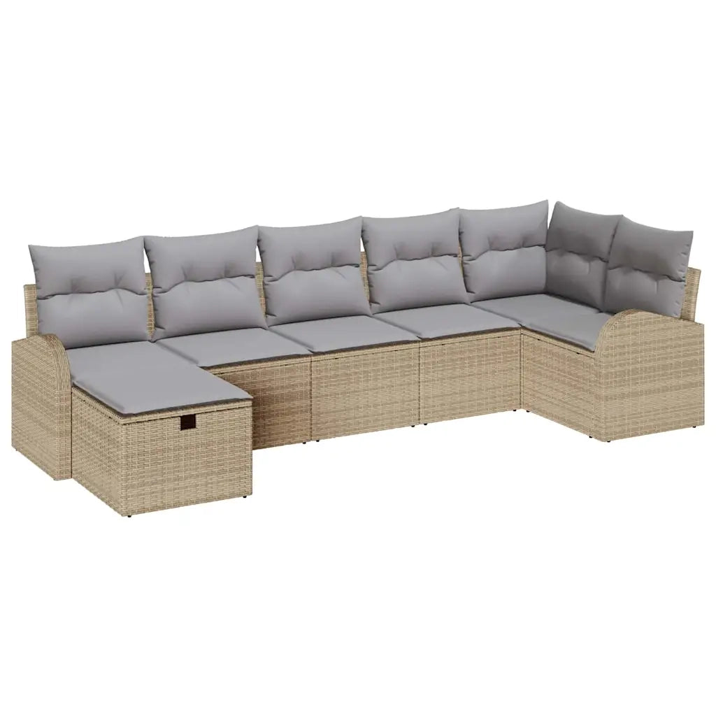 Set Divano da Giardino con cuscino 7 pcs Beige polyrattan 3360431