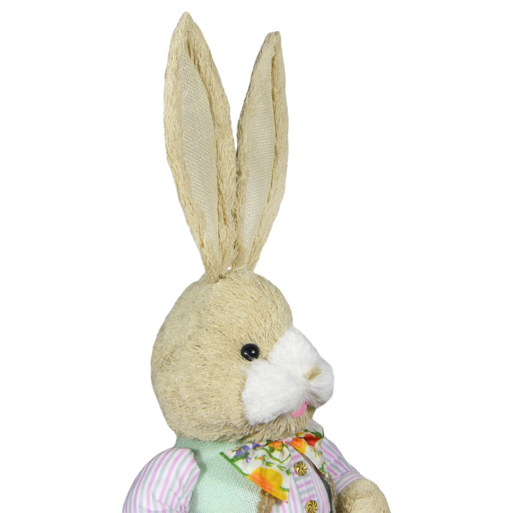 Coniglio di Campagna Decorativo Pasquale con Camicia e Carota h 65 cm