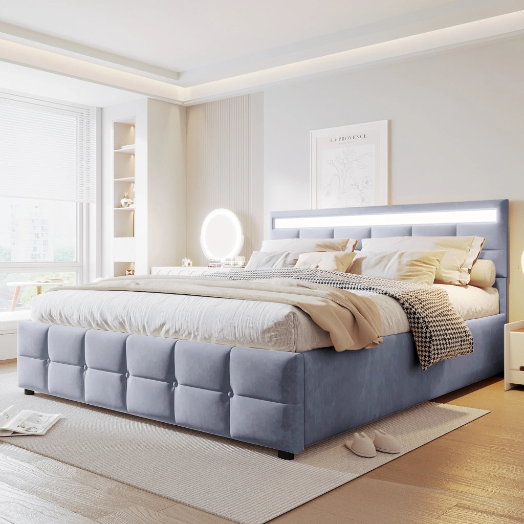 letto imbottito velluto olandese grigio 180 x 200 cm