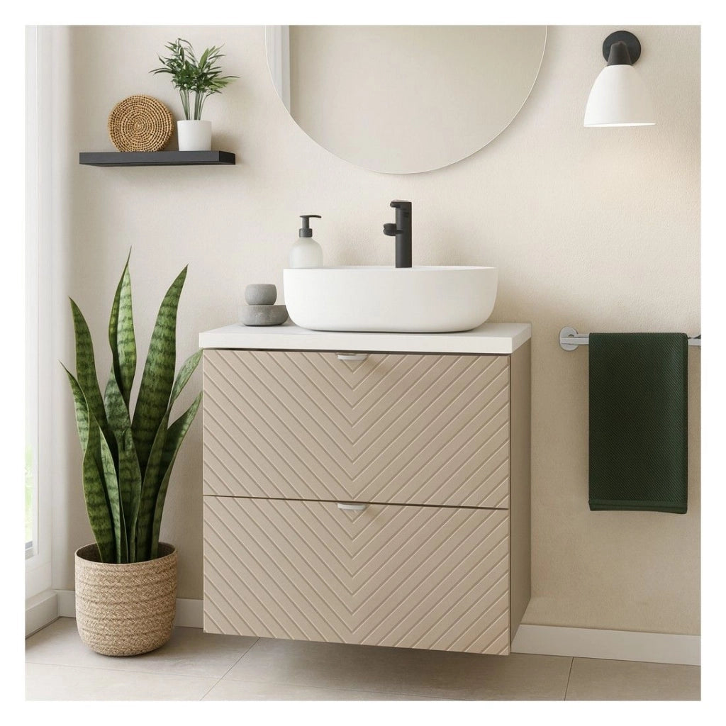 Set da bagno AOKI: mobile sottolavabo con cassetti 80cm + piano lavabo bianco