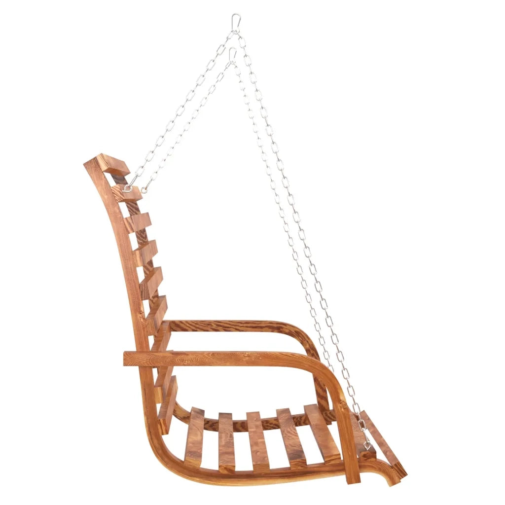 Panca a Dondolo con Tetto Massello di Abete Finitura in Teak 3200627