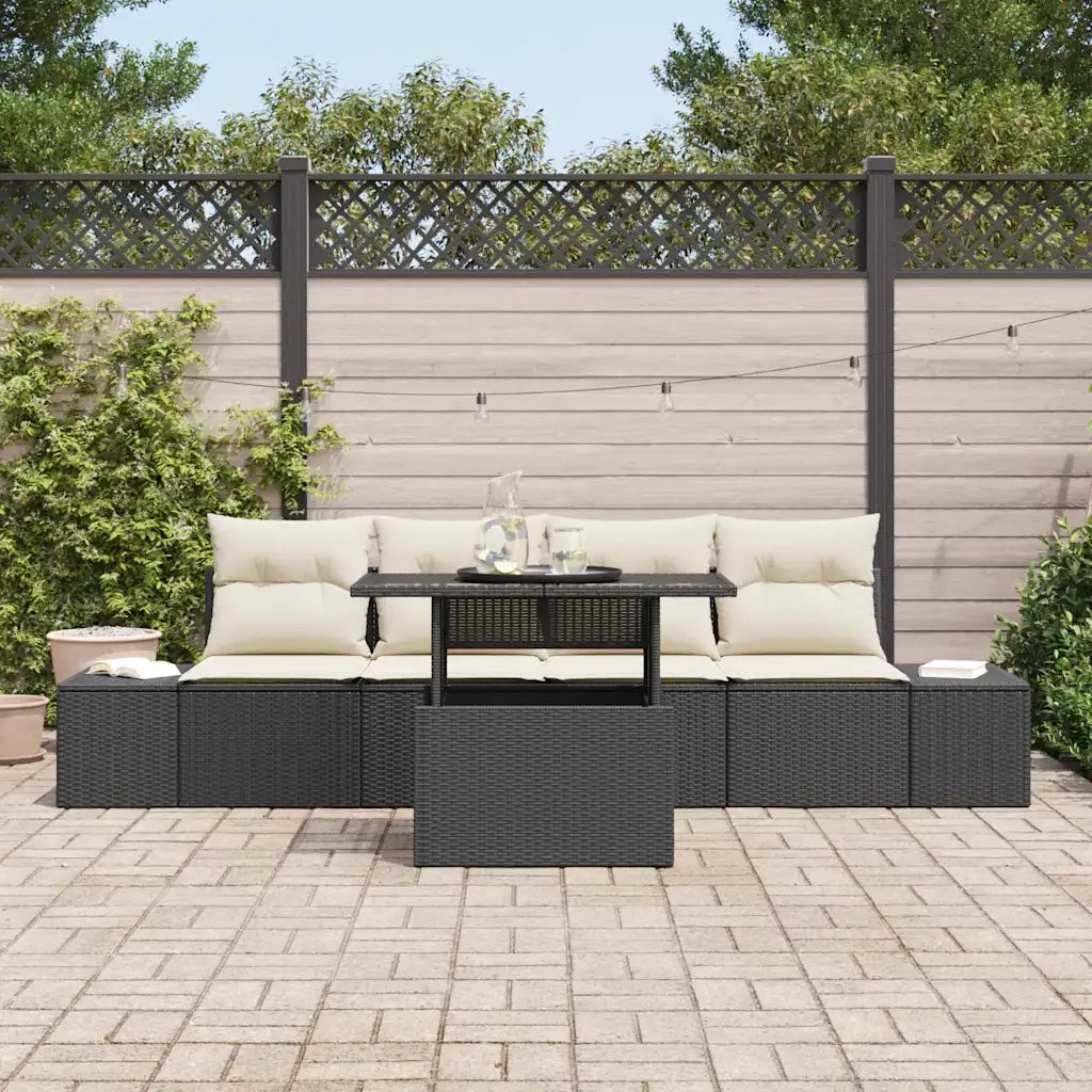 Set Divano da Giardino con cuscino 5 pcs Nero e Crema 3357820