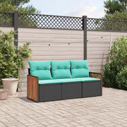 Set Divani da Giardino 3 pz con Cuscini Nero in Polyrattan 3227436