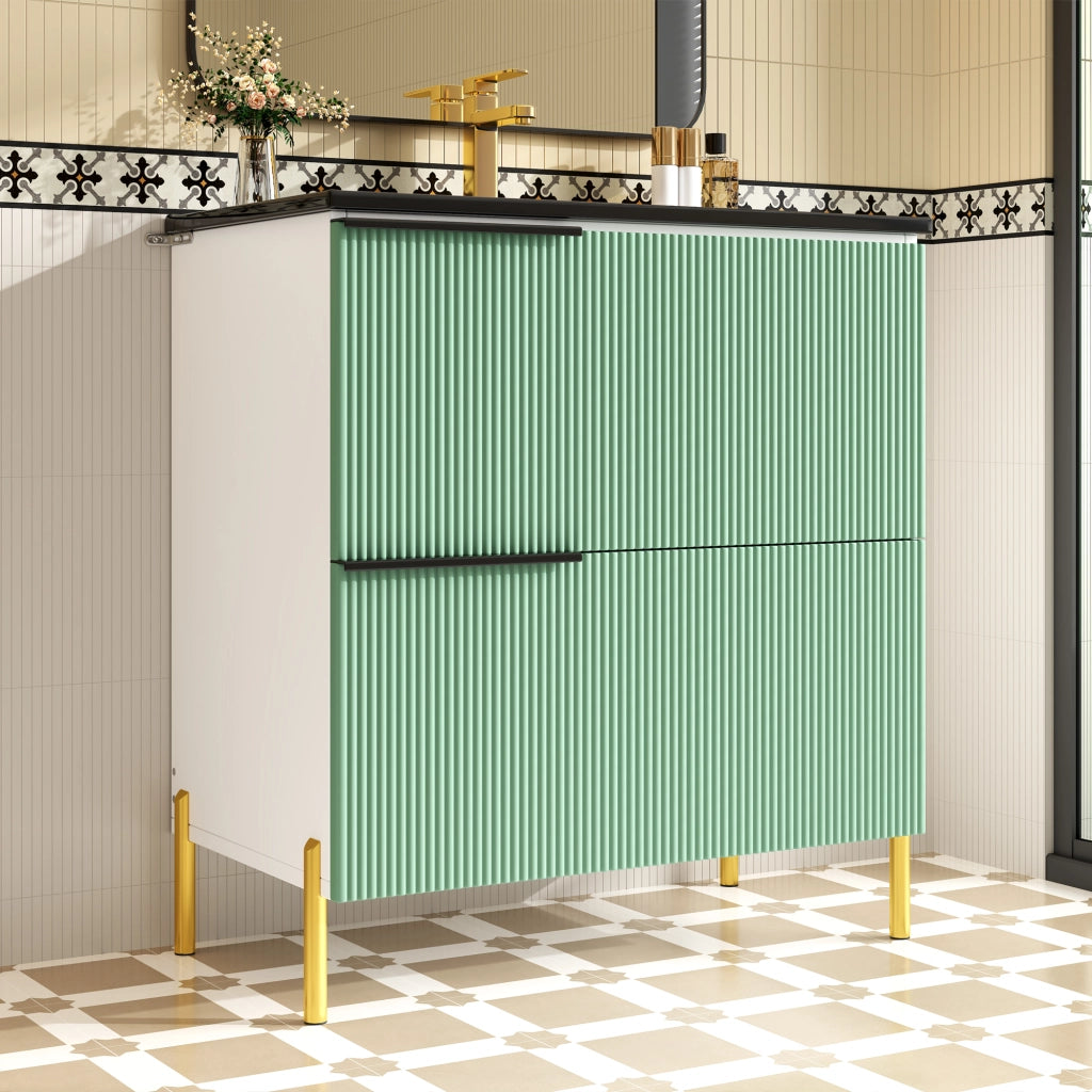 Mobile Sottolavabo con Lavabo in Ceramica e Cassetti ¨C MINIMAL ¨C Verde