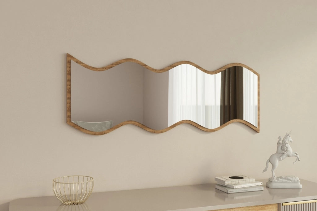 Metonoka, Specchio Forma Rettangolare, 40x120h cm Marrone Noce
