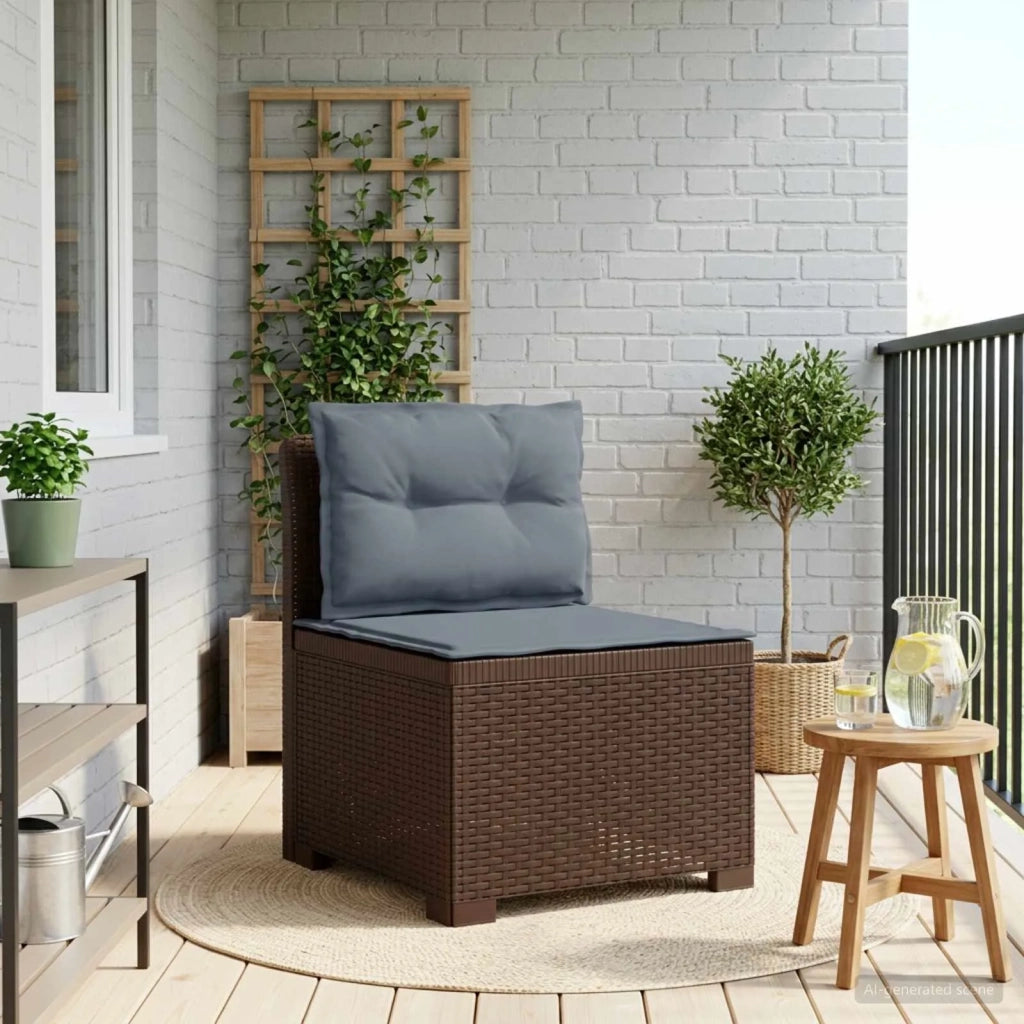 Divano da esterno-Divano da Giardino a 1 Posto con Cuscini Aspetto Rattan PP 113474