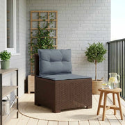 Divano da esterno-Divano da Giardino a 1 Posto con Cuscini Aspetto Rattan PP 113474