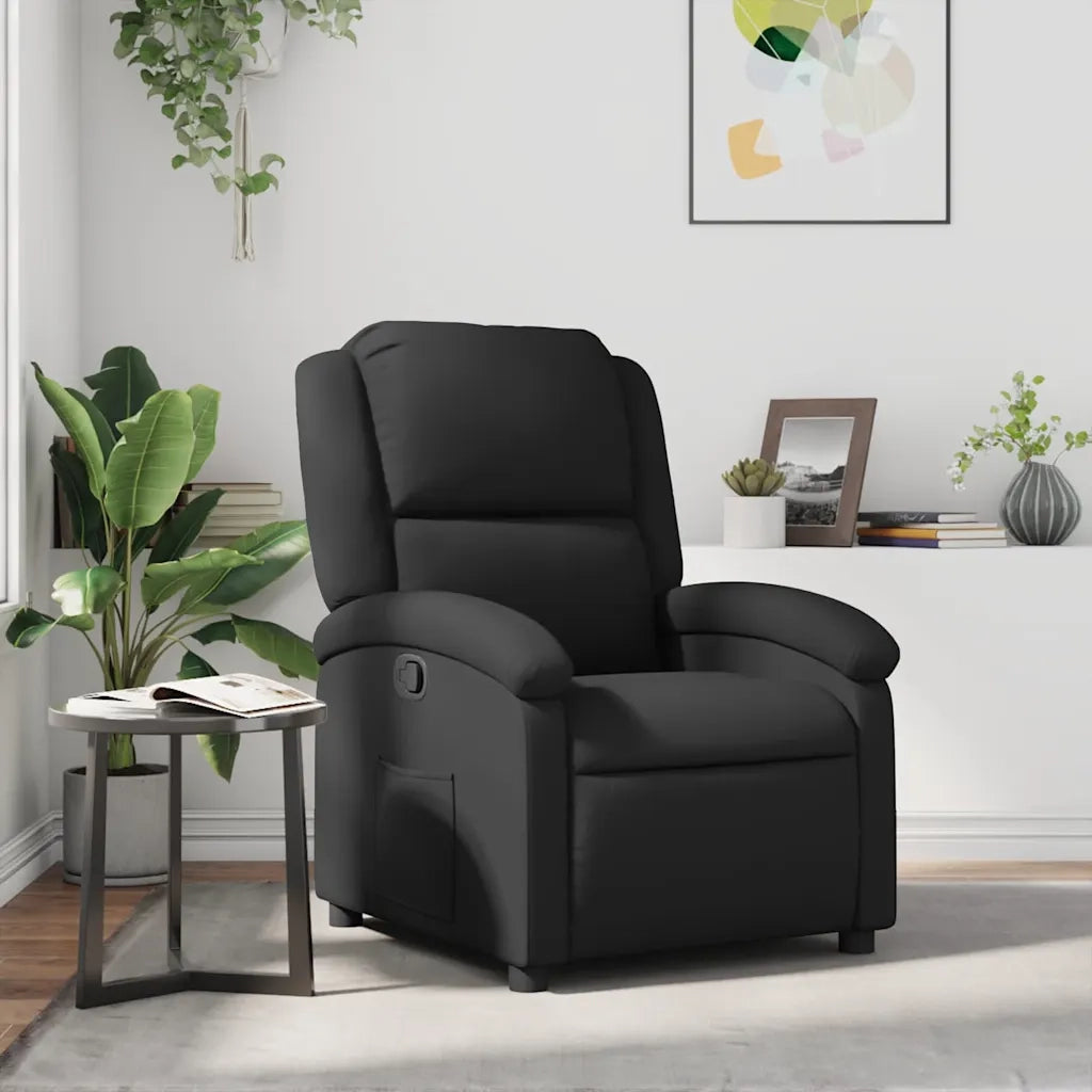 Poltrona | Sedia Relax reclinabile nera in vera pelle