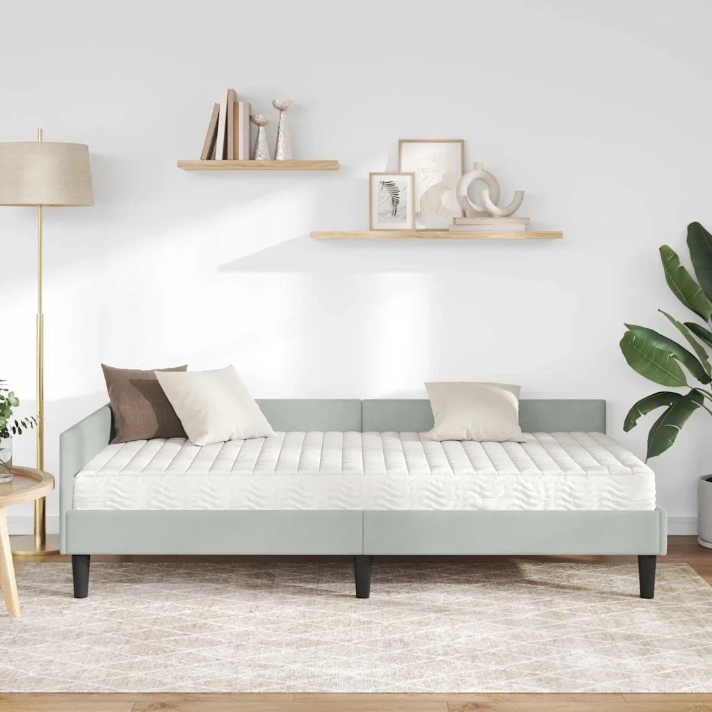 Struttura Letto Angolare con Materasso 2 pcs Grigio chiaro