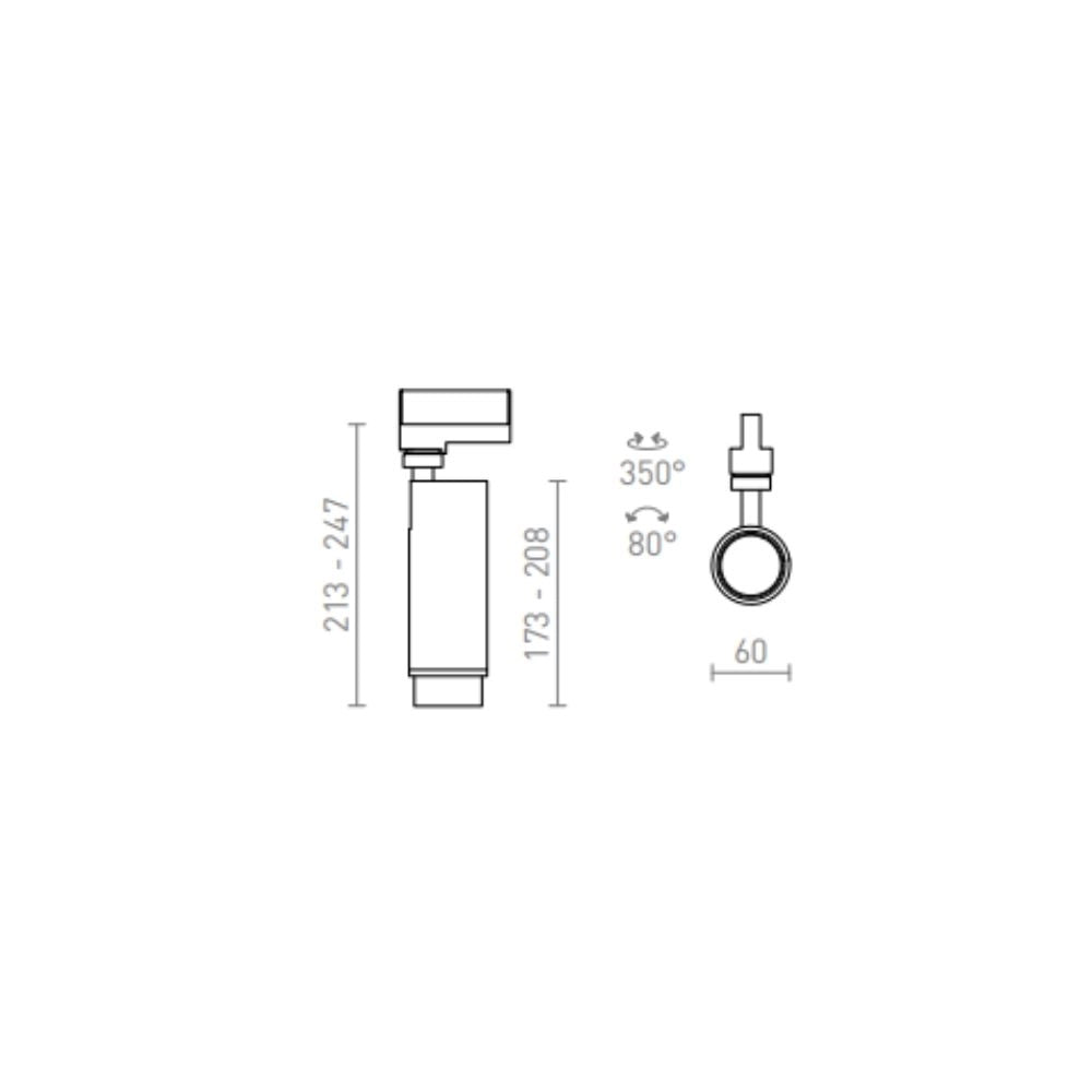 Faretto ZUMA DIMM per binario trifase bianco  230V LED 20W 10 50°  3000K