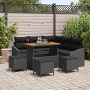 Set Divano da Giardino con cuscino 9 pcs Nero polyrattan 3362659