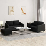 Set di Divani 3 pz con Cuscini Nero in Tessuto 3201814