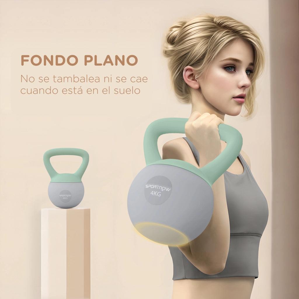Kettlebell 4 kg ¨C Minimal ¨C Verde e Grigio 19x15x25 cm