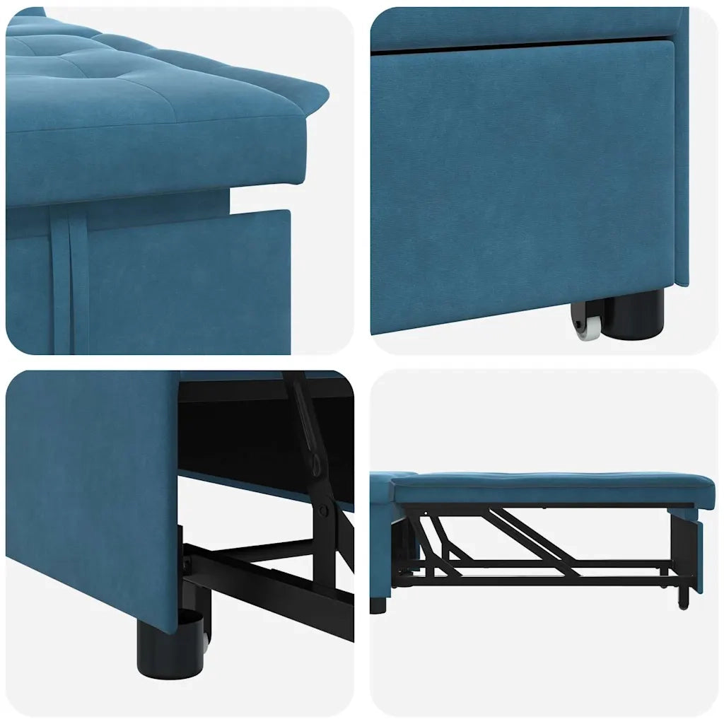 Divano letto Blu 194 x 67 x 82 cm Velluto 42008593