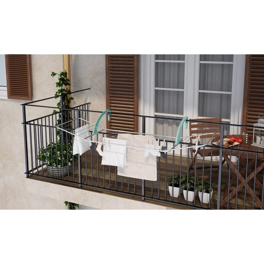 Colombo New Scal ST189 Balcony Stendibiancheria da Balcone 18 m Acciaio Antiruggine Braccia Regolabili Pieghevole colore Acciaio