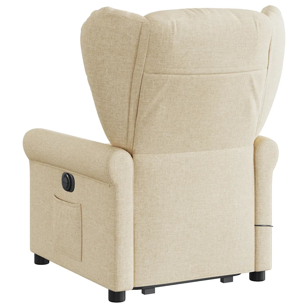 Poltrona Alzapersona Massaggiante Elettrica Crema in Tessuto 3303412