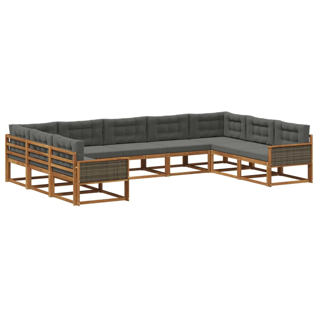 Set di divani da esterno con cuscino 9 pcs Naturale e Antracite 3382880