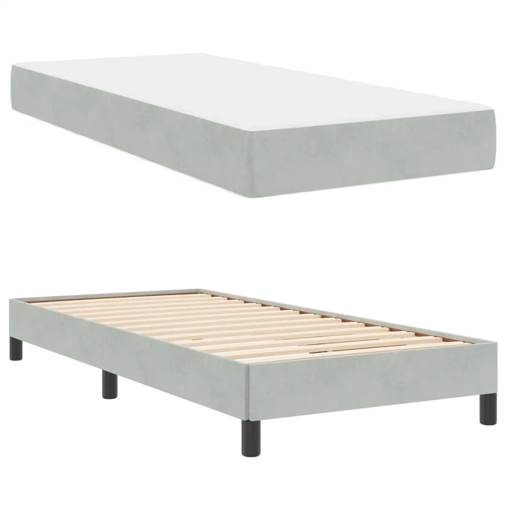 Letto a molle con materasso Grigio chiaro 90 x 190 cm Tessuto