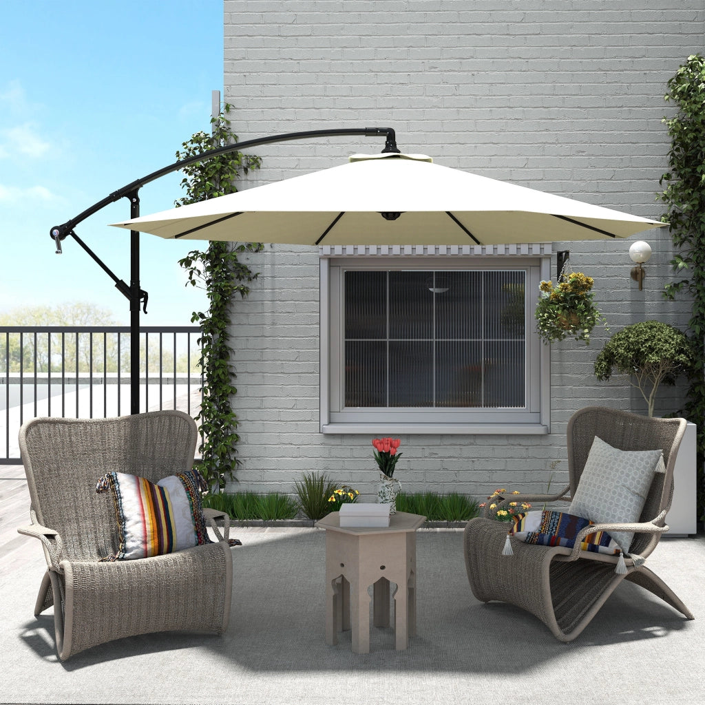 Ombrellone Decentrato da Giardino ¨C Xylo ¨C Metallo e Poliestere 3x2.5m Beige con Base a Croce