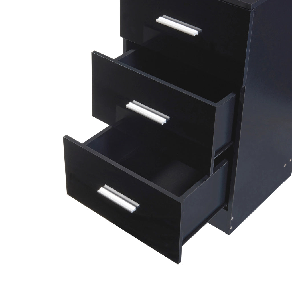 Comodino Aurdal con 3 Cassetti - Nero Lucido [en.casa]