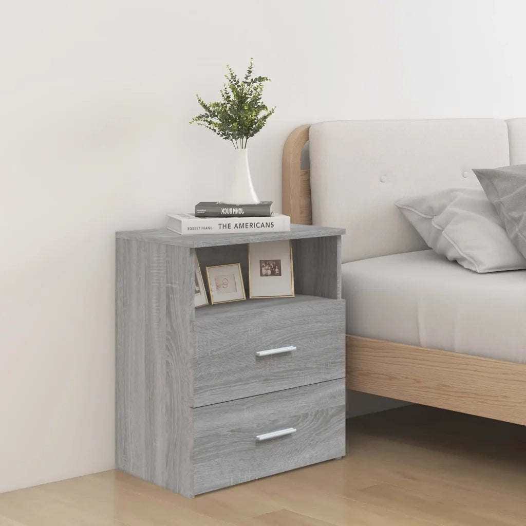 Set di 2 Comodini | Armadio da Notte | Mobiletto da notte Grigio Sonoma 50x32x60 cm