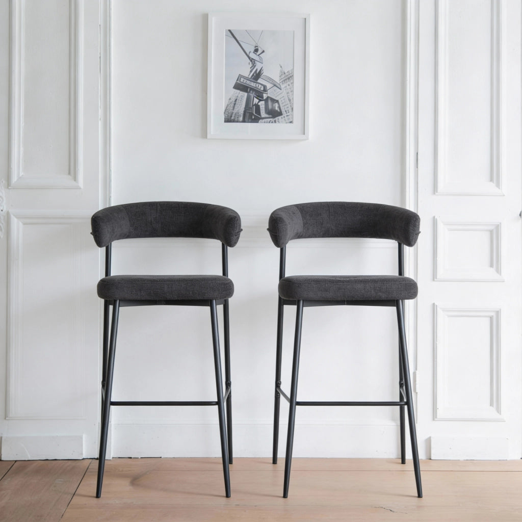 Set di 2 sgabelli da bar in tessuto grigio THEA