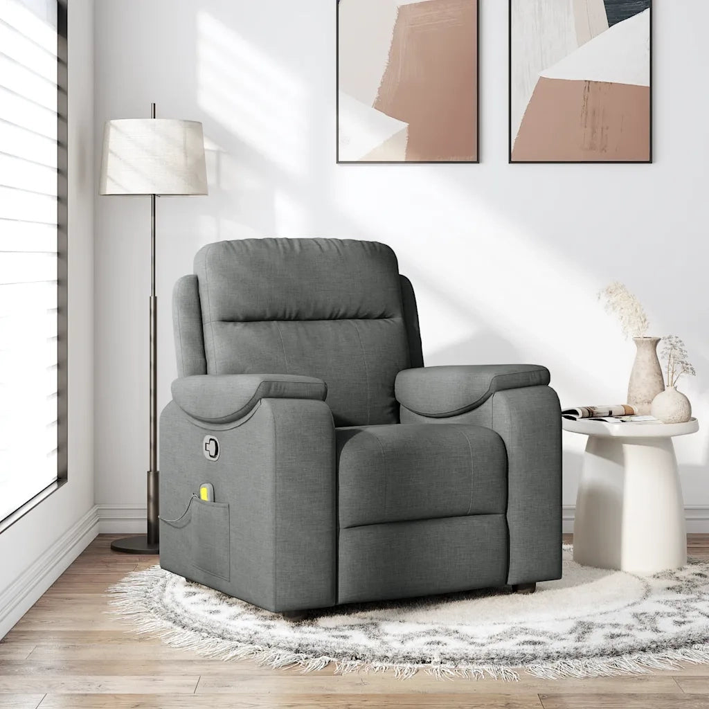 Poltrona Massaggiante Reclinabile Grigio Scuro in Tessuto 4015691