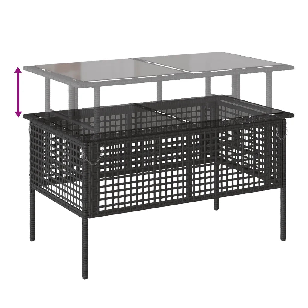 Set Divani da Giardino 4 pz con Cuscini Nero Polyrattan Vetro 368134