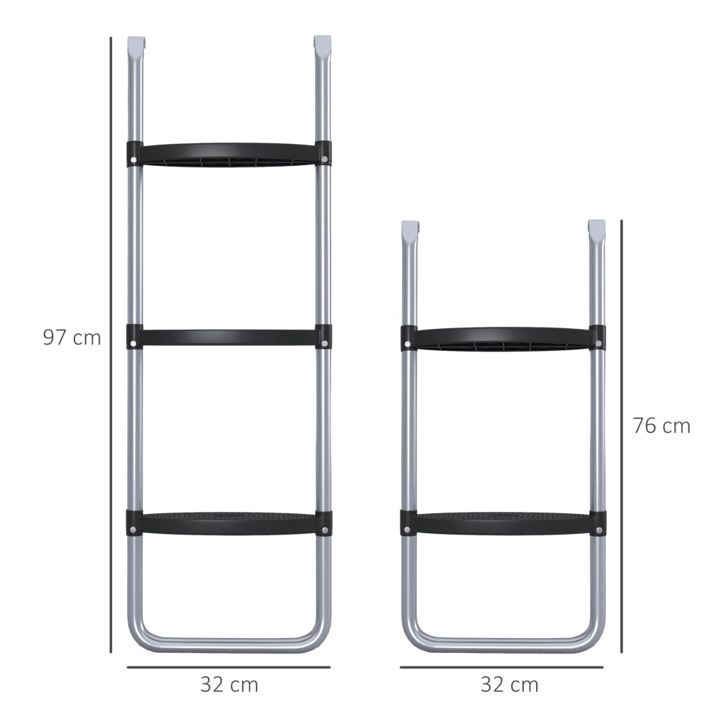 Scaletta Trampolino 3 Gradini ¨C Xylo ¨C Acciaio Argento 97x32cm